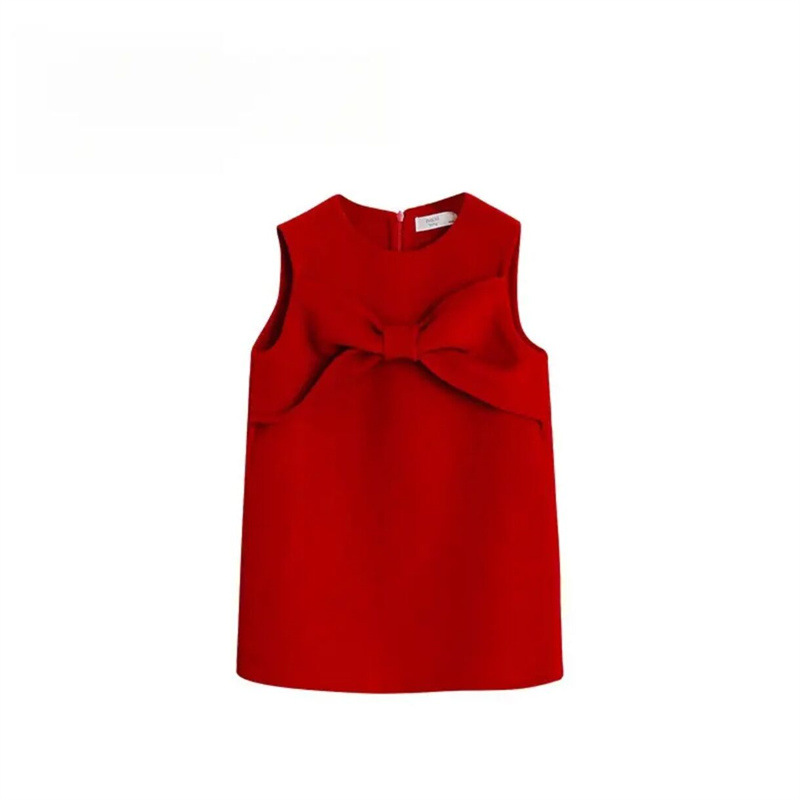 Ropa de niños Qianqi nuevo estilo de niñas arco de arco de arco vestido de vestido infantil vestido de cumpleaños