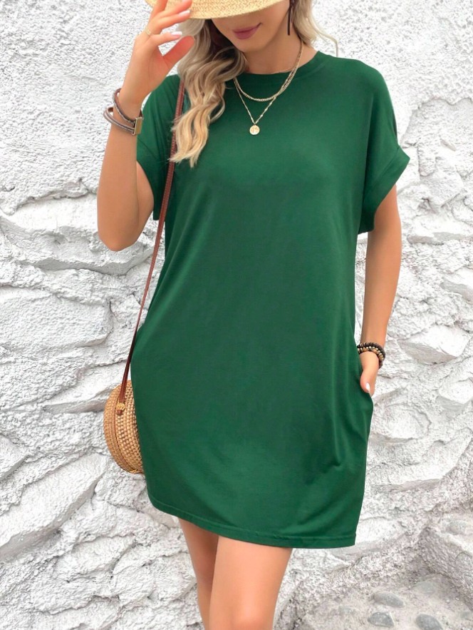 Vestido suelto de manga corta con bolsillos image 16