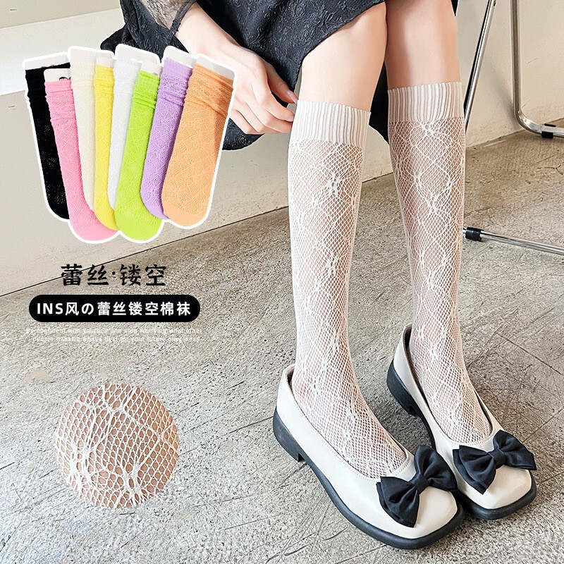 Women's Mid-Calf Socks, Spring and Summer Hollow Mesh Thin Slouch Socks, Japanese Style Knee-High Socks, Jk Base Socks for Women Women's Mid-Calf Socks, Spring and Summer Hollow Mesh Thin Slouch Socks, Japanese Style Knee-High Socks, Jk Base Socks for Women