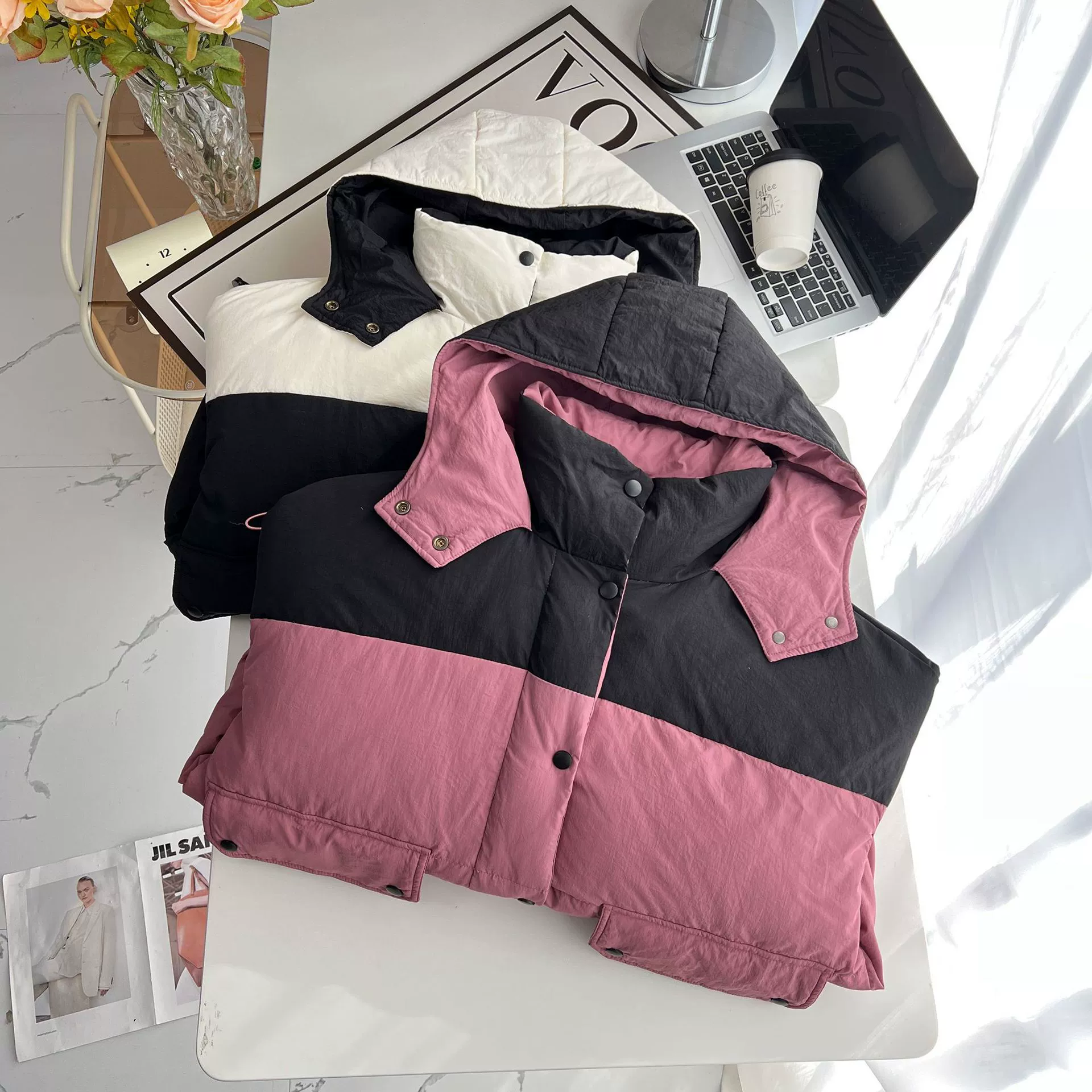 Winter down jacket with hood, for plus size ladies