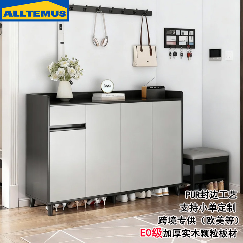 Oe m Shoe Cabinet Integrated with Entrance Cabinet, Large Capacity Multi-Layer Storage Cabinet for Entryway, Wall-Mounted Shoe Rack