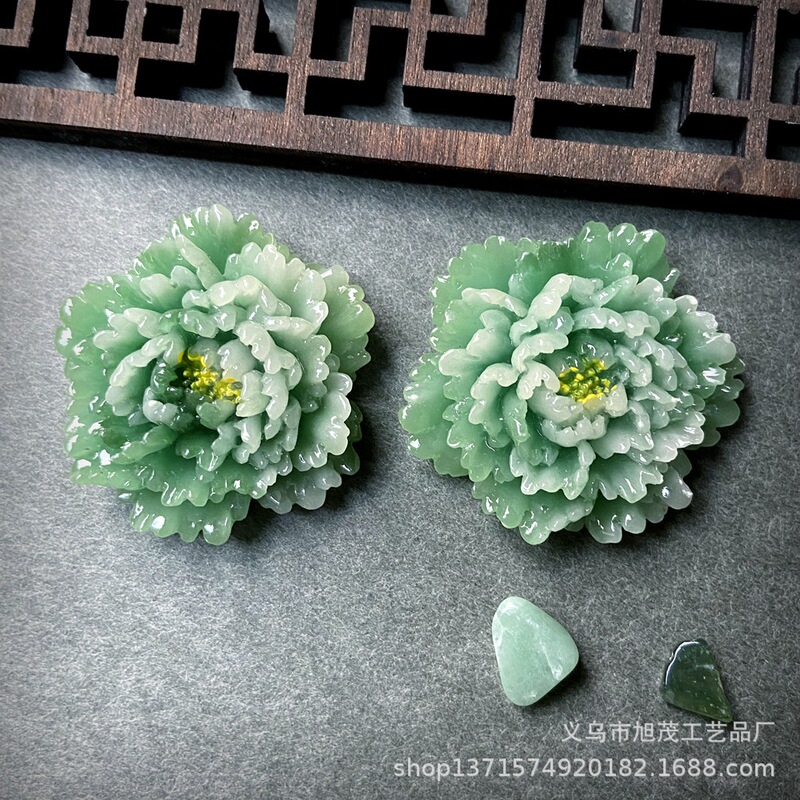 カラフルな氷透明翡翠の花牡丹の花の頭飾りペンダントネックレスヘアピン DIY 樹脂ジュエリーアクセサリー携帯電話ケースの装飾|undefined