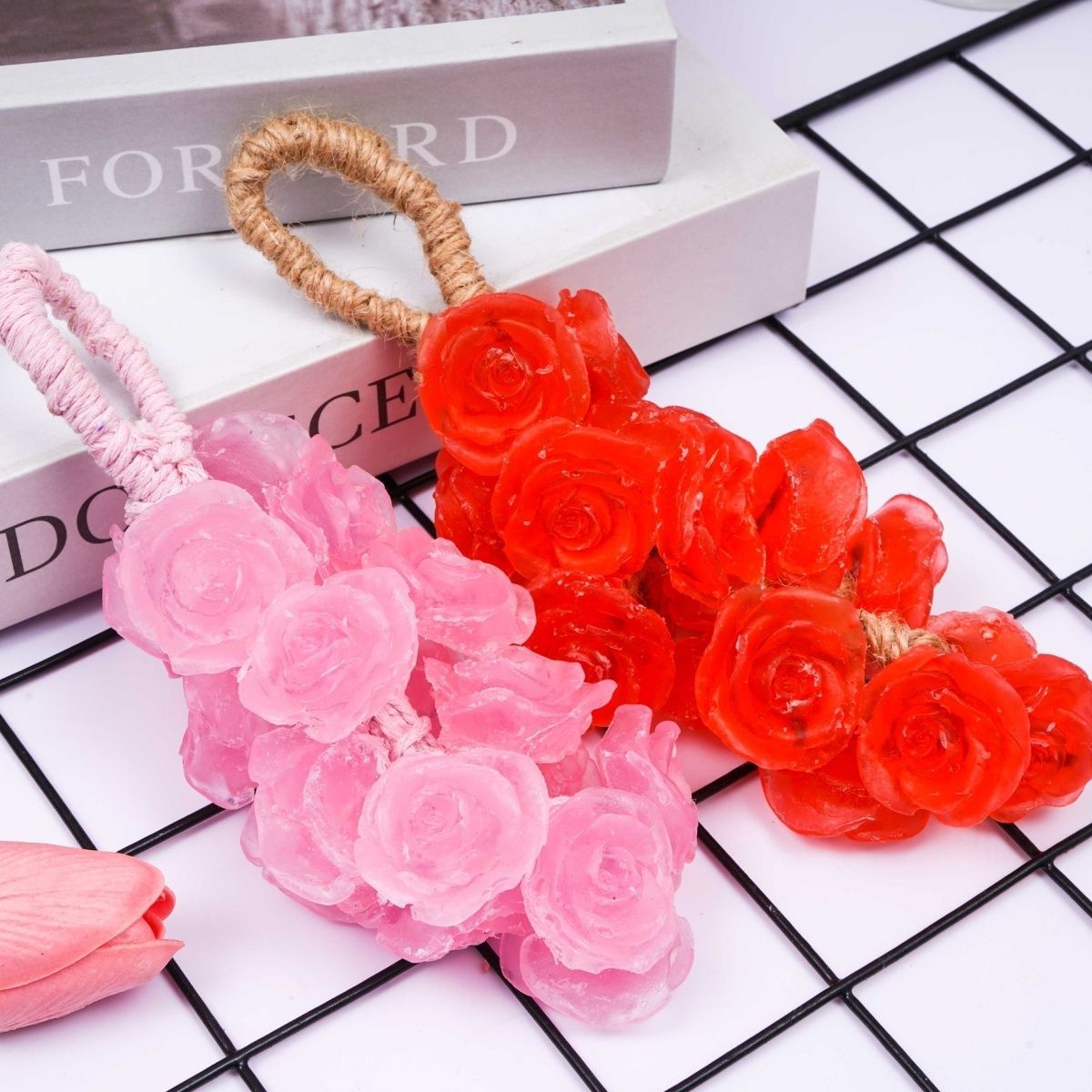 创意手工水晶玫瑰花香熏皂洗手仿真大块肥皂香水精油皂伴手礼盒