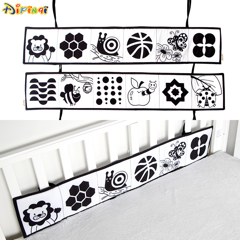 Una variedad de nueva circunferencia de la cama enumerada en blanco y negro serie libro de tela de cama circunferencia de la cama de bebé no puede rasgar y morder libro de tela