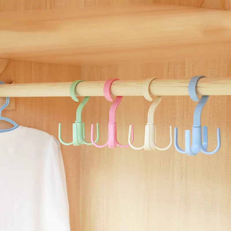 创意旋转挂钩四爪多功能衣柜包包挂钩免钉塑料领带挂钩收纳挂