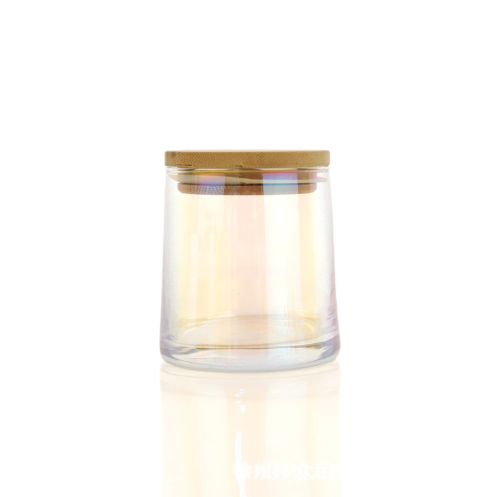 Color brillante, gran fragancia de barriga, taza de almacenamiento de vidrio transparente multifuncional con tapa de madera image 12