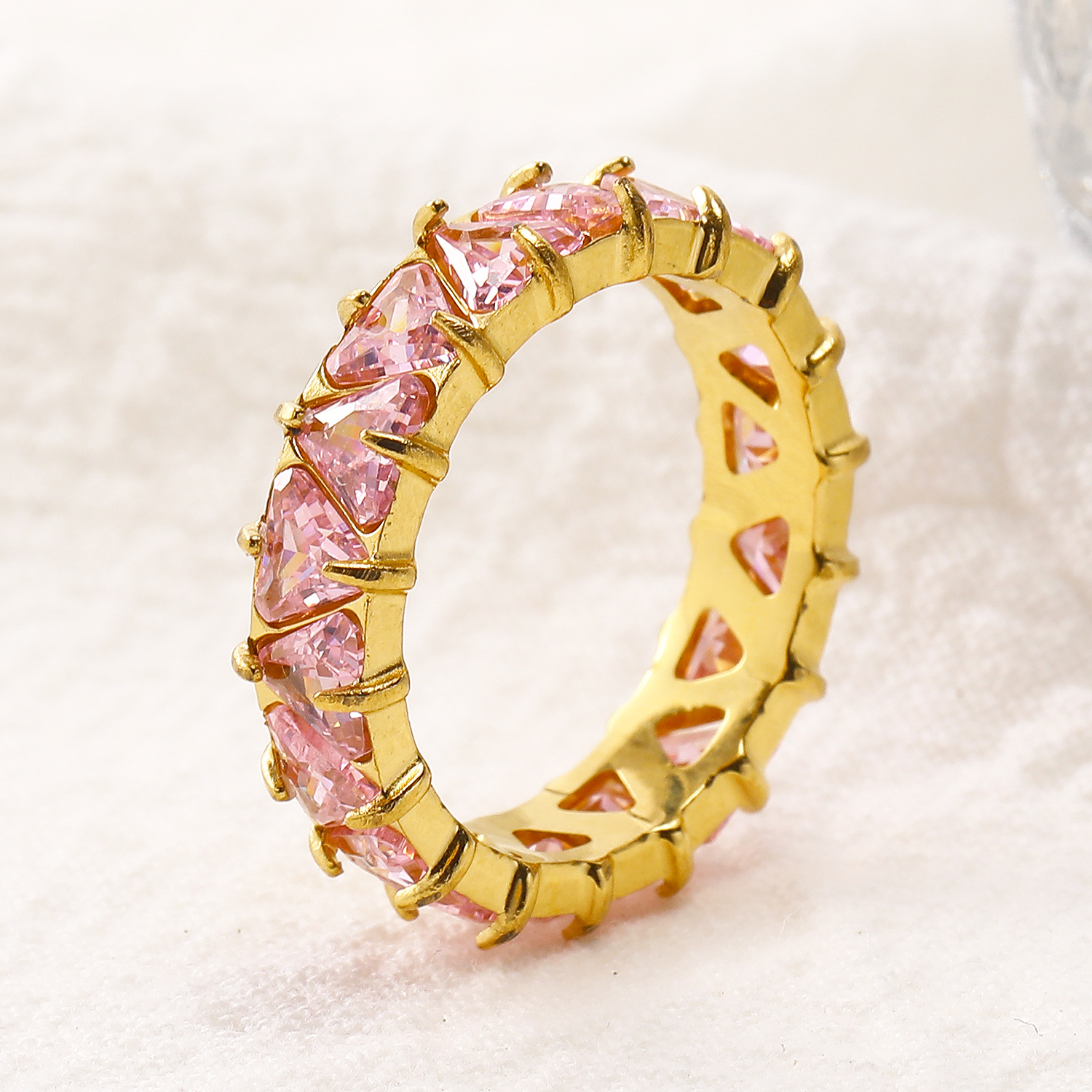 Women's Gender Vintage Style Style Real Gold Plated Geometric Color Block 304 Stainless Steel Vintage Style Waterproof Non Tarnish Rings