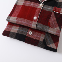 秋冬季女士棉加厚绒布睡衣男士简约格纹长袖套装情侣保暖家居服