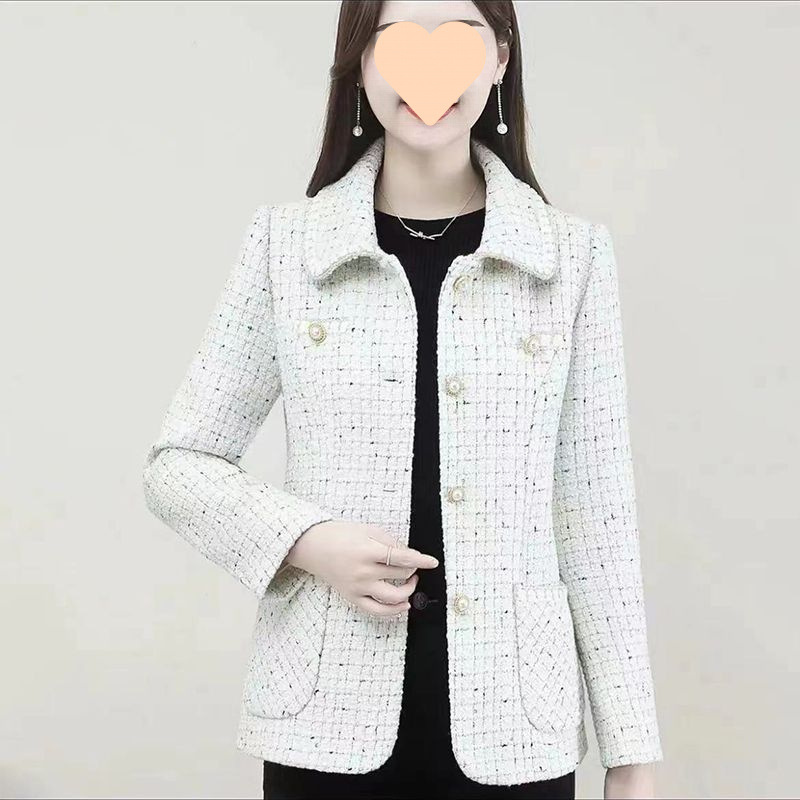 高級春秋ショートスタイルスーツ女性のための 2025 春の新ファッションママのスクエアカラースーツジャケット|undefined