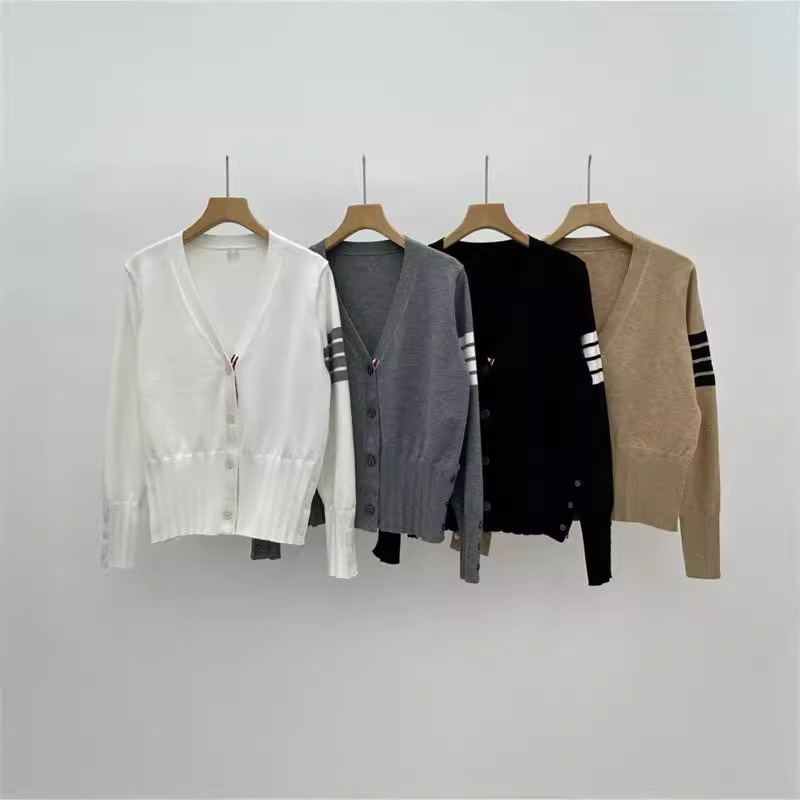 Autumn and Winter New Xinling Same Style TB British Academy Style Color Ribbon V-neck Cardigan Long Sleeve Sweater Women's Coat Autumn and Winter New Xinling Same Style TB British Academy Style Color Ribbon V-neck Cardigan Long Sleeve Sweater Women's Coat