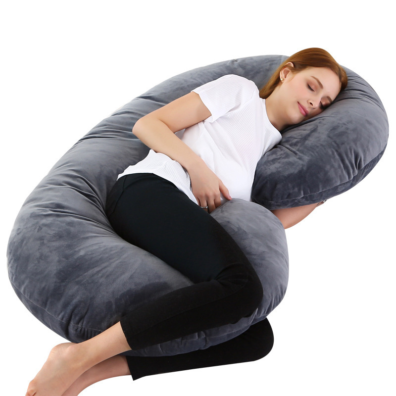 绒面C型 孕妇枕头侧卧枕抱枕午睡枕靠垫
