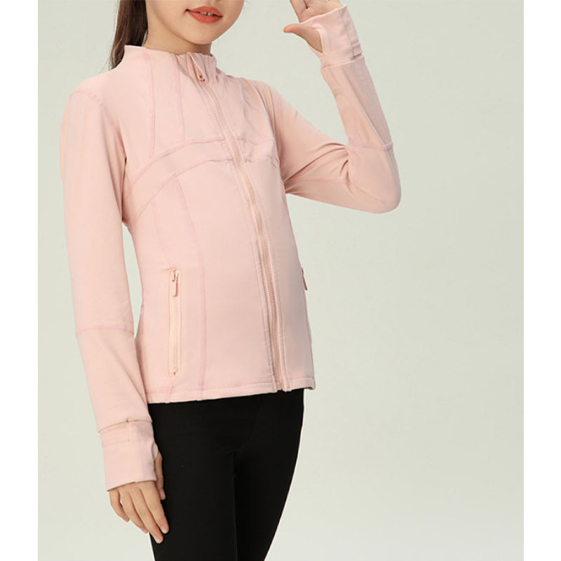 Chaqueta deportiva rosa de primavera y otoño de mujer, chaqueta de yoga de cuello vertical única, super hermosa, delgada, ventilada, acondicionada