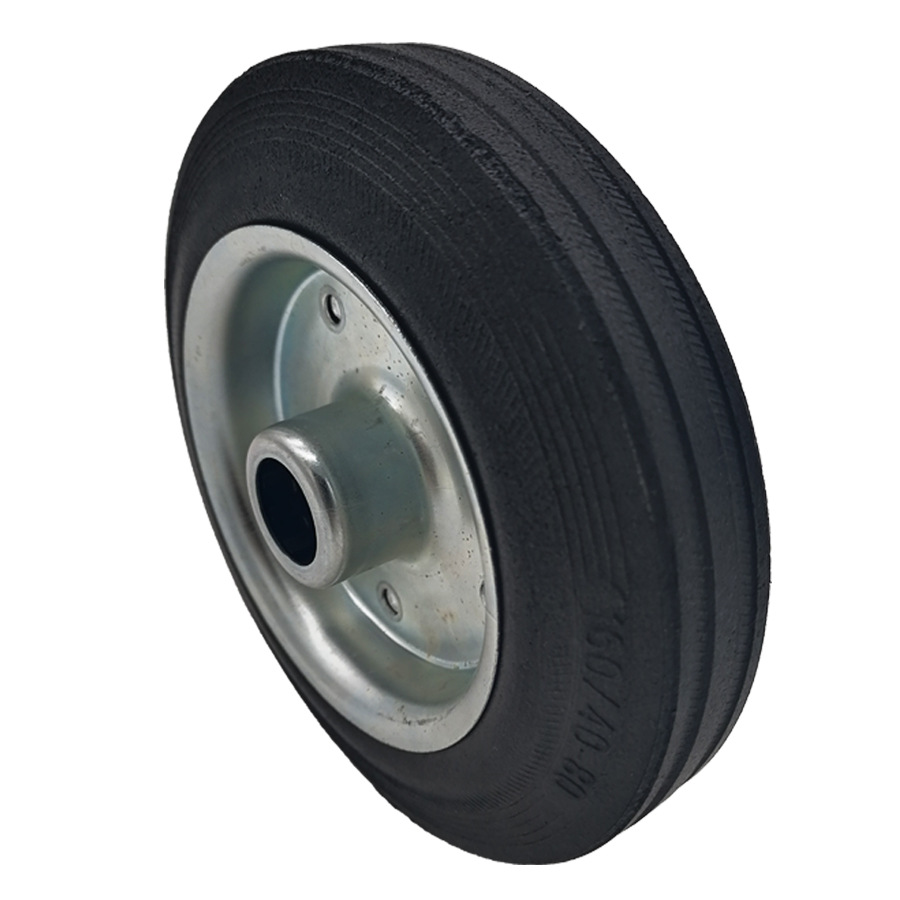 6寸实心橡胶轮160/40-80滚针轴承灭火器手推车实心胎工具车脚轮