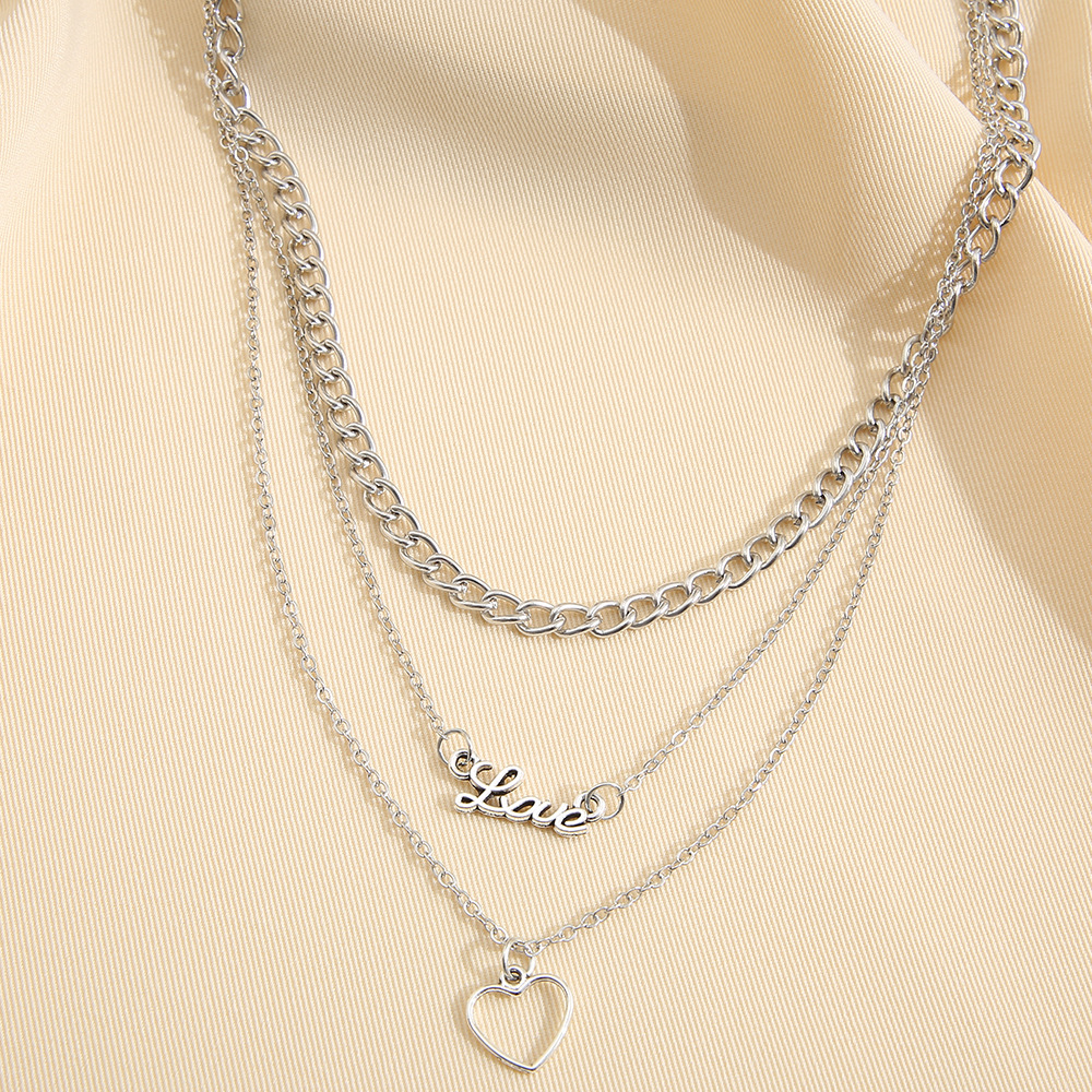 Simple Style Heart Shape Alloy Wholesale Layered Necklaces display picture 5