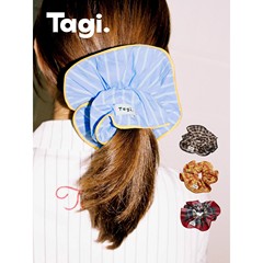 Tagi.画家甜甜圈拷边条纹格纹拼色单层大肠发圈发圈发饰头饰