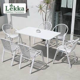 定制户外庭院桌椅露台民宿咖啡店奶茶店室外阳台休闲茶桌椅遮阳伞