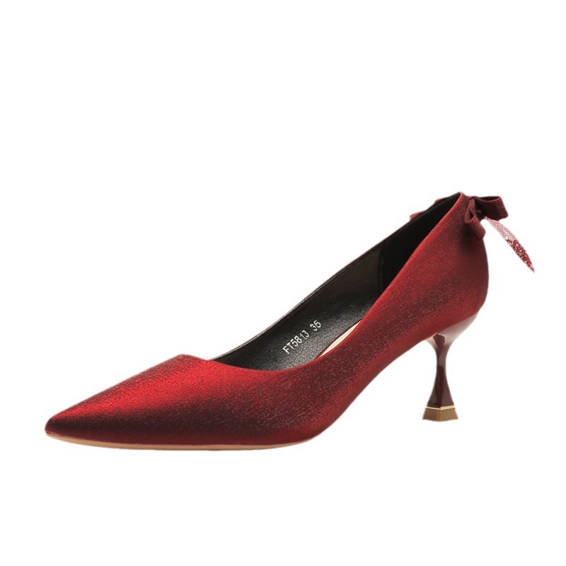 Décolleté donna tacchi alti eleganti con fiocco rosso nero_voghion.com