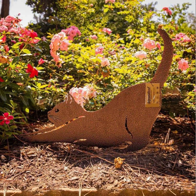 Трансграничный temu Amazon Металлическое искусство Открытый сад Арт Декор Три комплекта Кошачья Свая украшения