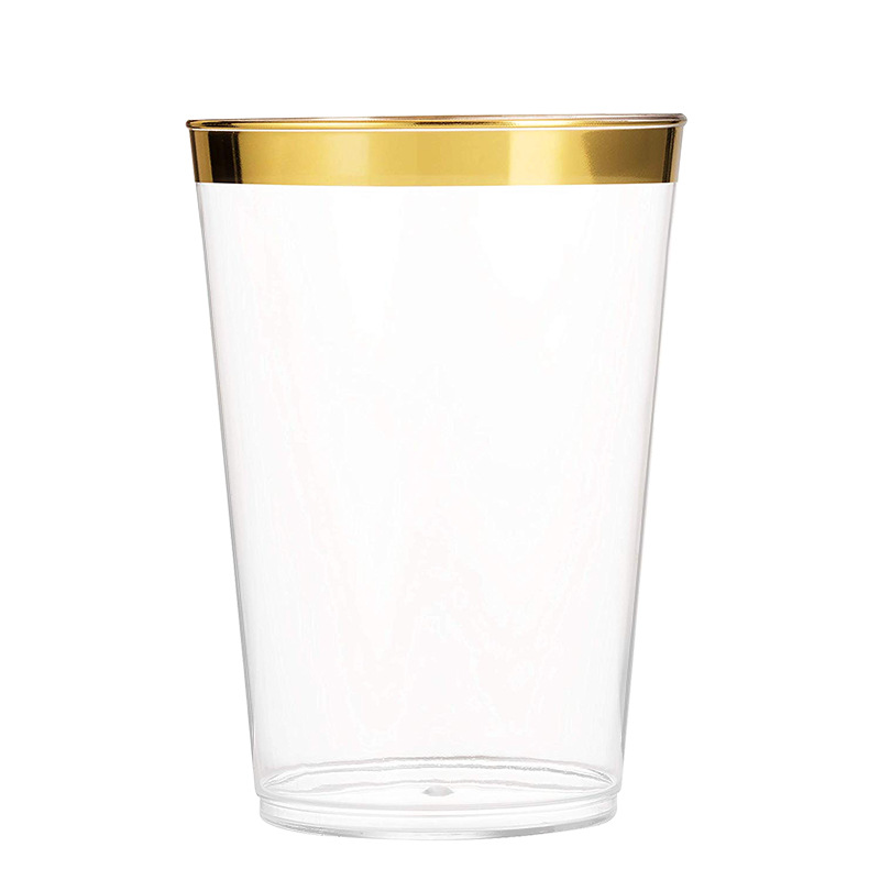 Taza de oro del polvo del oro del borde 16oz taza transparente disponible taza plástica material del picosegundo gran cantidad