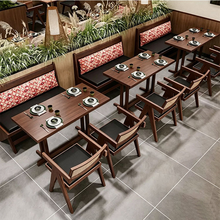 sofá de tarjeta de comedor, comedor comercial, snack shop, restaurante occidental de madera sólida, restaurante japonés, mesa y silla de hotel, combinación