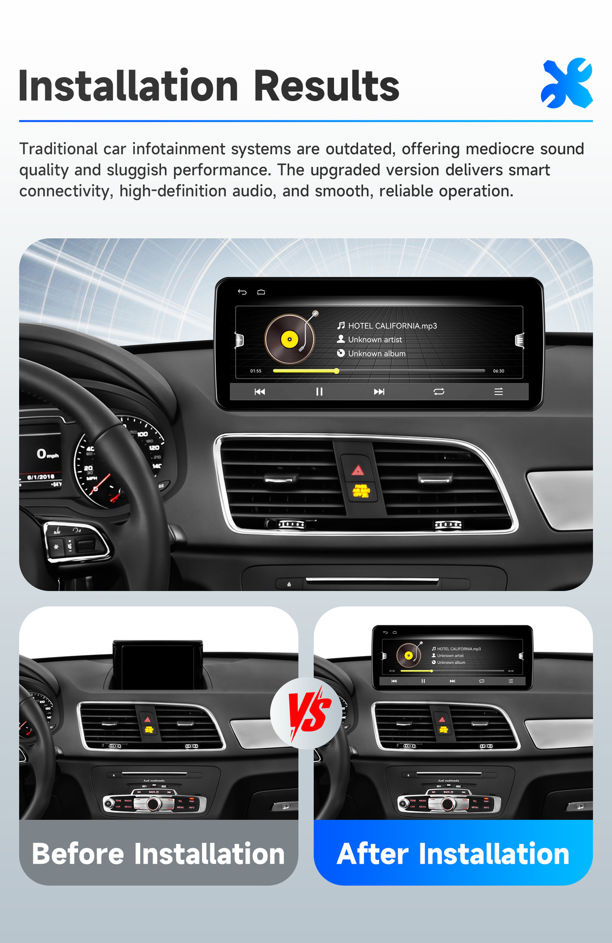 Suitable for 2013-2018 Audi Q3 car-mounted large-screen navigation system, GPS navigation all-in-one device, CarPlay player