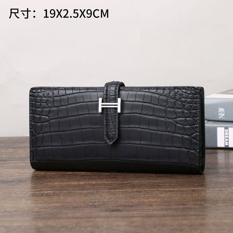 Matte crocodile belly pattern suit clip men's and women's hand wallet wallet buckle handbag multi-functional multi-card wallet fashion