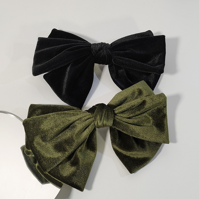 Retro Back Head Spring Clip Top Clip Fashionable Bow Velvet Headdress display picture 4