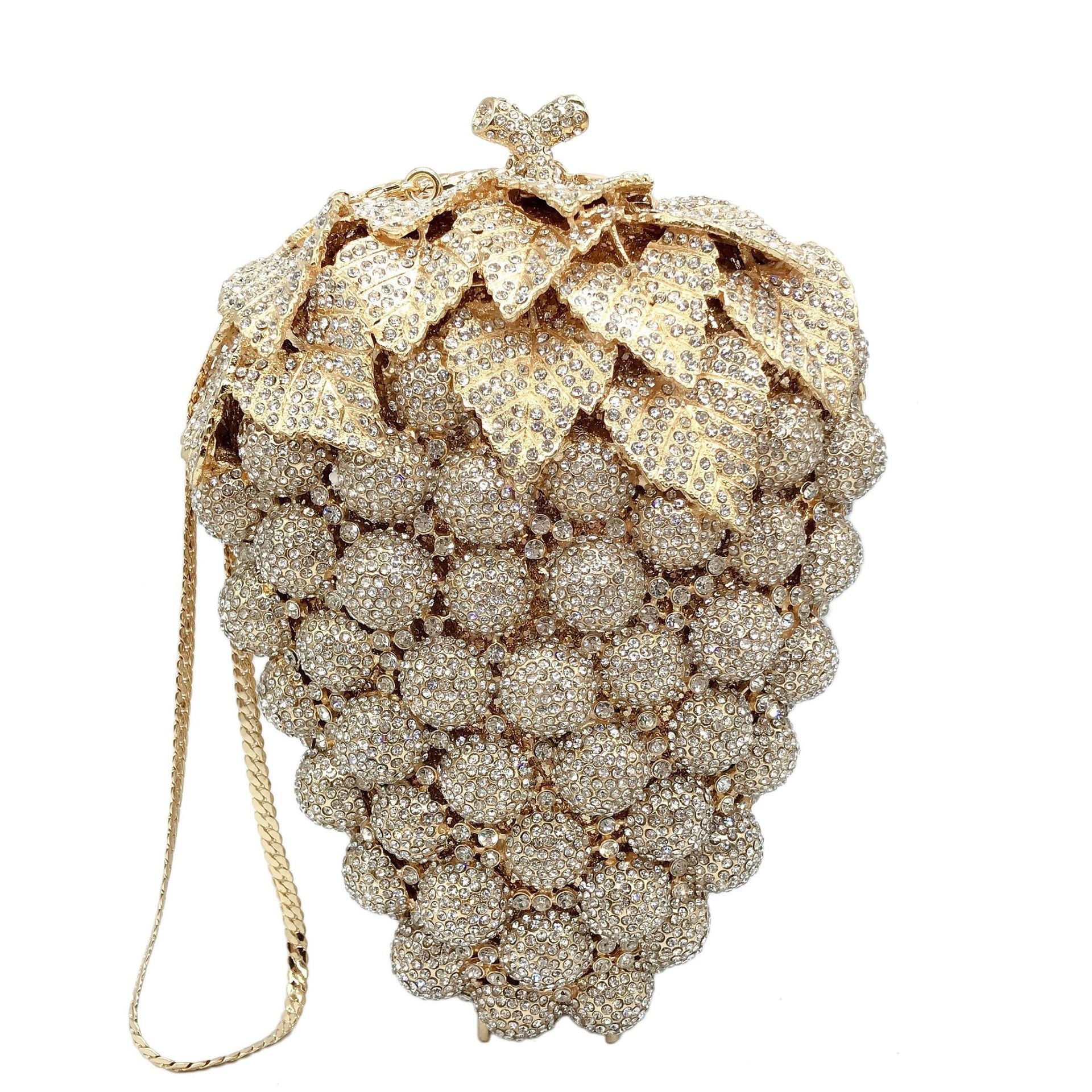 Bolsa de piedra de uva Bolsa de cena de diamantes de uva Bolsa de diamantes de metal hueco Bolsa de mano Bolsa de mujer Bolsa de vestido