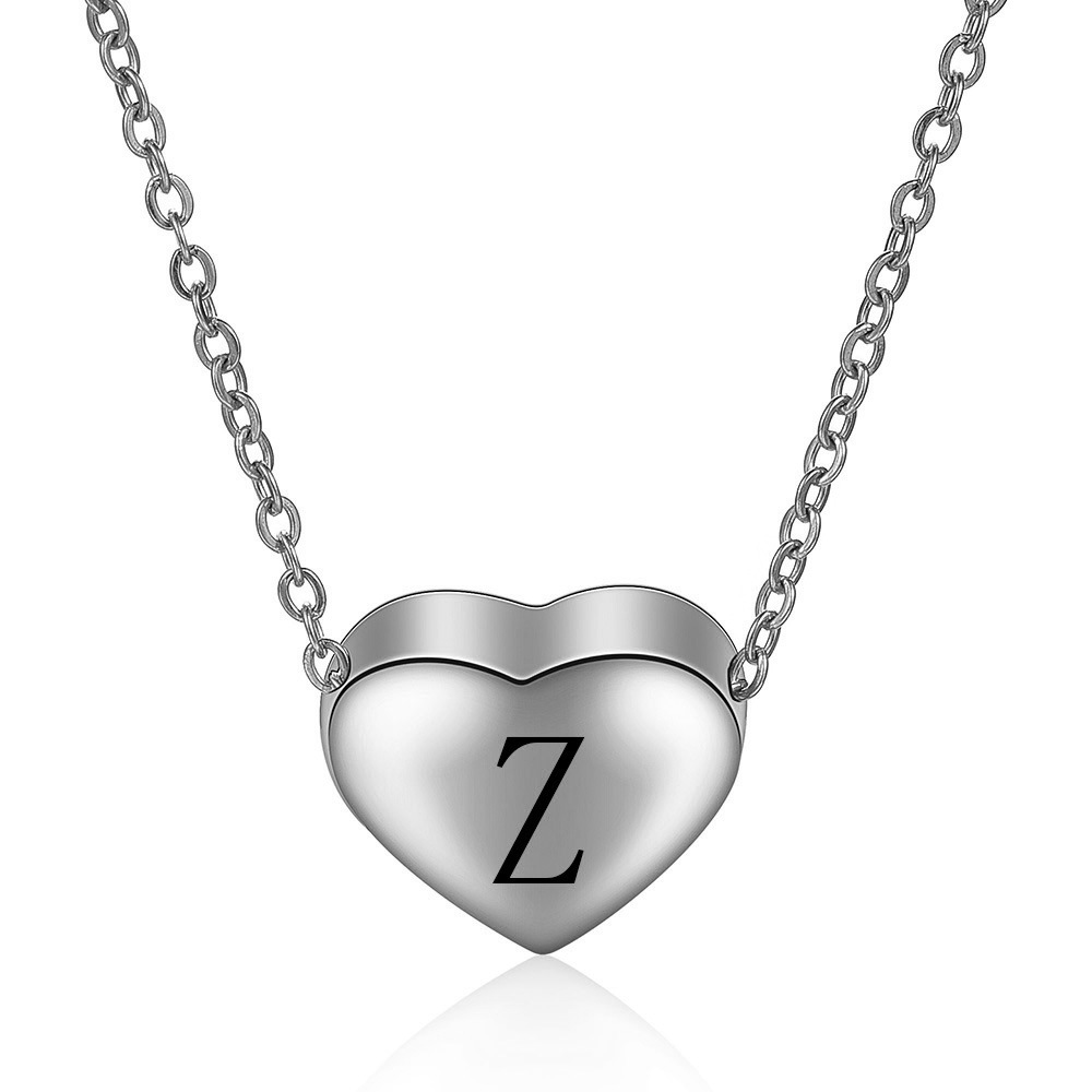 Simple Style Letter Heart Shape Titanium Steel Pendant Necklace 1 Piece display picture 2