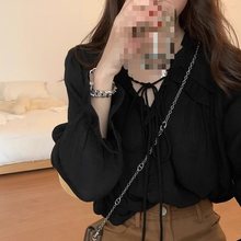 大码胖mm长袖衬衫女春秋季2025新款法式雪纺衬衣百搭宽松长袖上衣