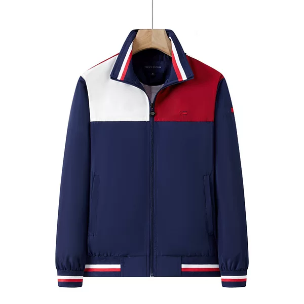Autumn Tangjia Patchwork Stand Collar Windbreaker Jacket for Men with Embroidered Small Logo, High-Quality Cross-Border Product, TOM Top
