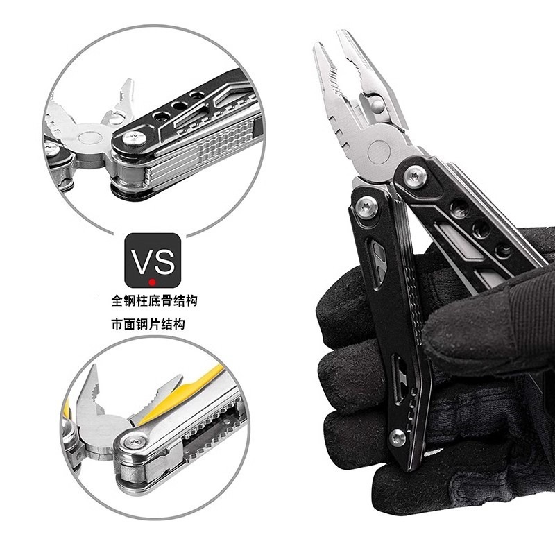 martillo plegable hacha al aire libre alicates herramienta multifuncional de campamento multi-martillo tijeras llave para romper ventanas