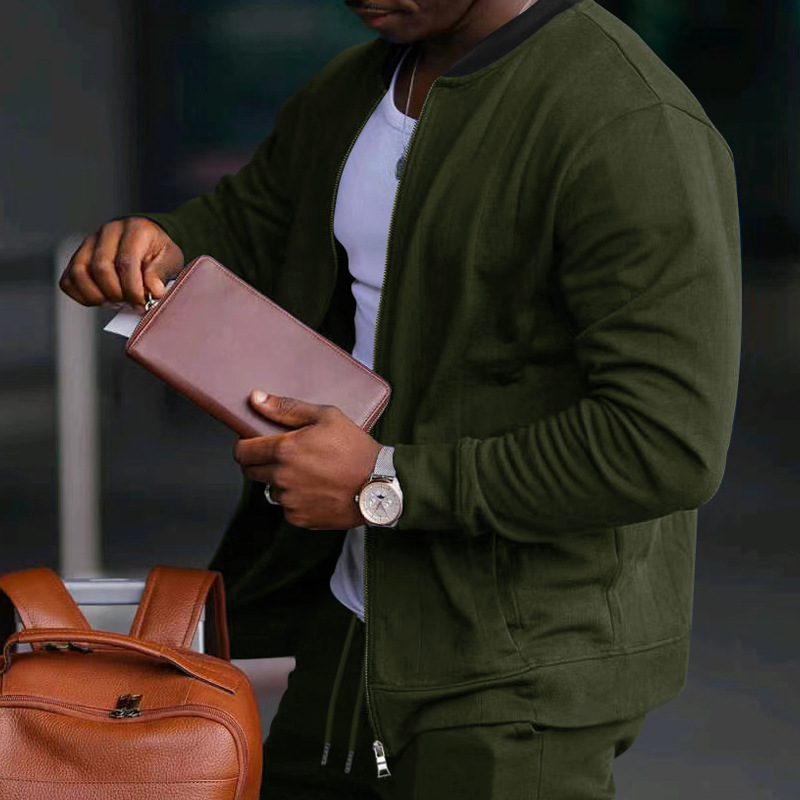 700g Weight Long Sleeve Sleeve Length Cotton Blend, Polyester Fabric Type Pants Sets Sets Type 2 Pieces Set Quantity Casual Occasion Collarless Neckline Regular Fit Fit Type Solid Color Pattern Spring, Autumn Season Men's Gender Simple Style Style Casual Men's Simple Style Solid Color Cotton Blend Polyester Pants Sets 56