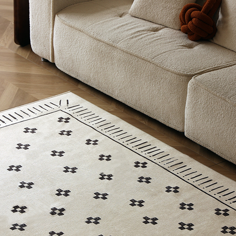 Alfombra de estilo crema francesa de venta caliente transfronteriza, sala de estar, tienda completa, alfombra de lujo ligera lavable y fácil de cuidar