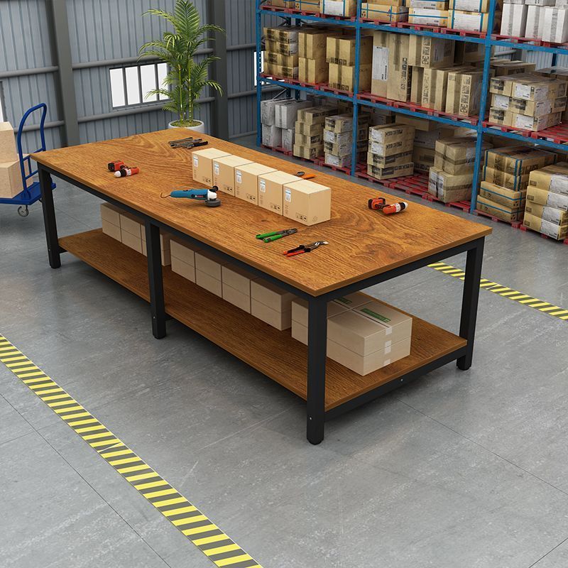 블랙 프레임 + 골든 오크 [핫 셀러] - 길이 200 폭 80 높이 74cm [더블 레이어 6 다리 모델]