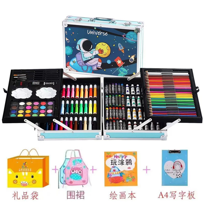 ブラシ子供用お絵かきボードギフト水彩ペン絵画セット洗えるカラーペン絵画カラーブラシクレヨンオイルパステル|undefined