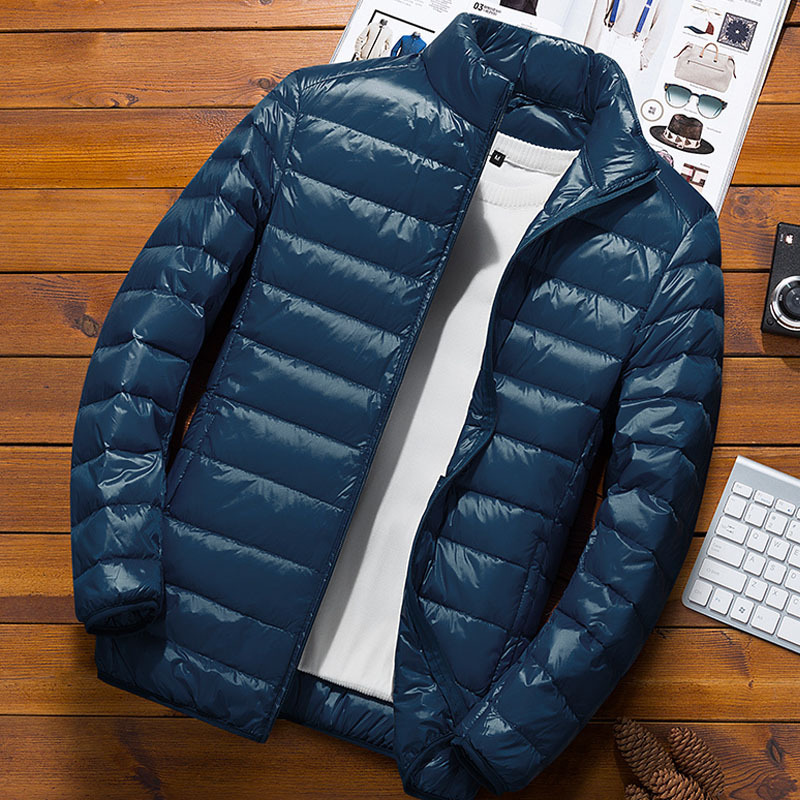 2023 nueva chaqueta de algodón de lana ligera de invierno para hombre chaqueta delgada coreana de cuello alto corta chaqueta de talla grande