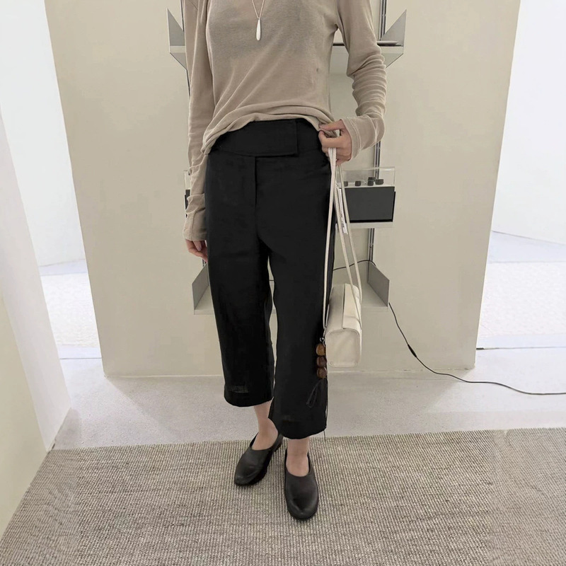 Love and Nancy Thirteen Lines 2026 Summer Korean Style Simple High-End Slim Fit Thin Linen Capri Pants for Women 04338 Love and Nancy Thirteen Lines 2026 Summer Korean Style Simple High-End Slim Fit Thin Linen Capri Pants for Women 04338