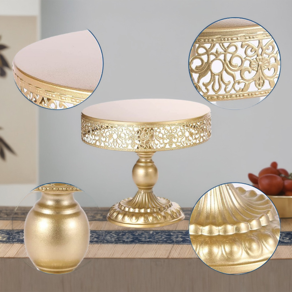 Estilo europeo creativo dorado hueco soporte de pastel de boda accesorios de mesa de postres decoraciones tienda de postres dim sum combinación de soporte de pastel