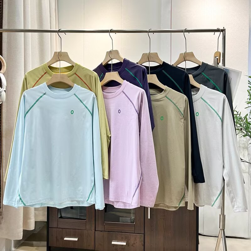 Couple Style Mountain Outdoor Quick-Drying Breathable Cycling Sports and Leisure Stitching Contrasting Color Men's and Women's Round Neck Long-Sleeved T-Shirt Couple Style Mountain Outdoor Quick-Drying Breathable Cycling Sports and Leisure Stitching Contrasting Color Men's and Women's Round Neck Long-Sleeved T-Shirt