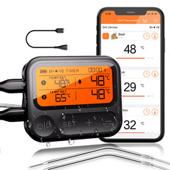 スマートダブルプローブ防水バーベキュー温度計hdバックライトディスプレイ防水キッチンオーブン肉温度計
