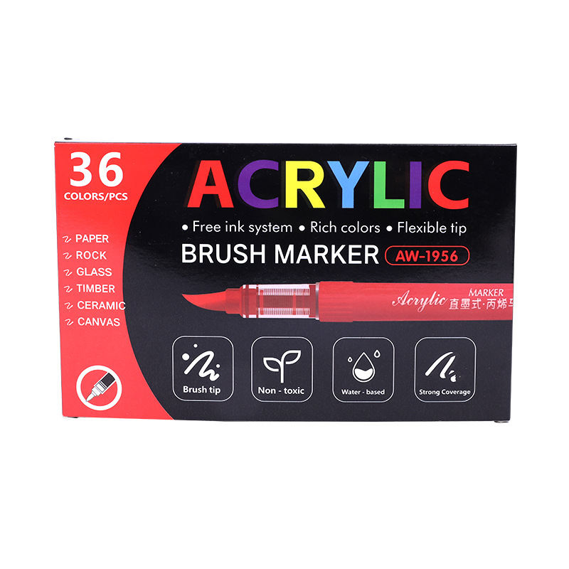 Pen de marcador de acrílico transfronterizo especial para estudiantes de arte impermeable color plegable color tipo tinta recta conjunto de marcador personalizado