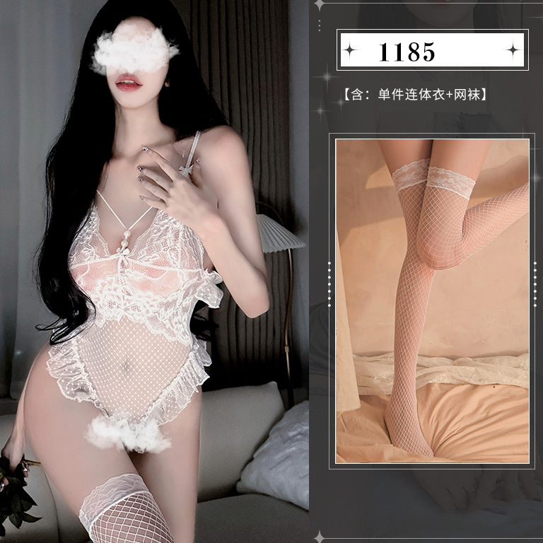 화이트[원피스]+망사스타킹