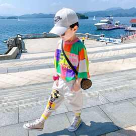 童装男童夏装套装2024新款洋气儿童夏季短袖套装男孩帅气两件套潮