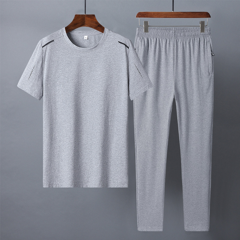 M - 8XL de mediana edad ocio juego deportivo de algodón papá ropa de verano de mangas cortas pantalones largos para hombres dos piezas de ropa de papá image 9