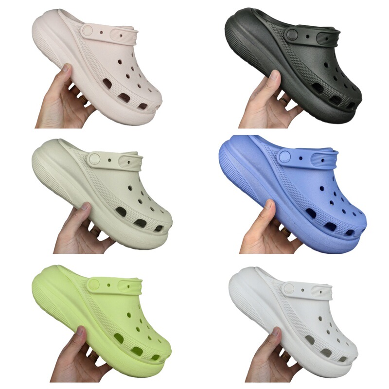 Putian Summer Corss Clogs Women's Shoes Closed-Toe Non-Slip Height-Increasing Thick-Soled Cloud Puff Beach Slippers with Sequins