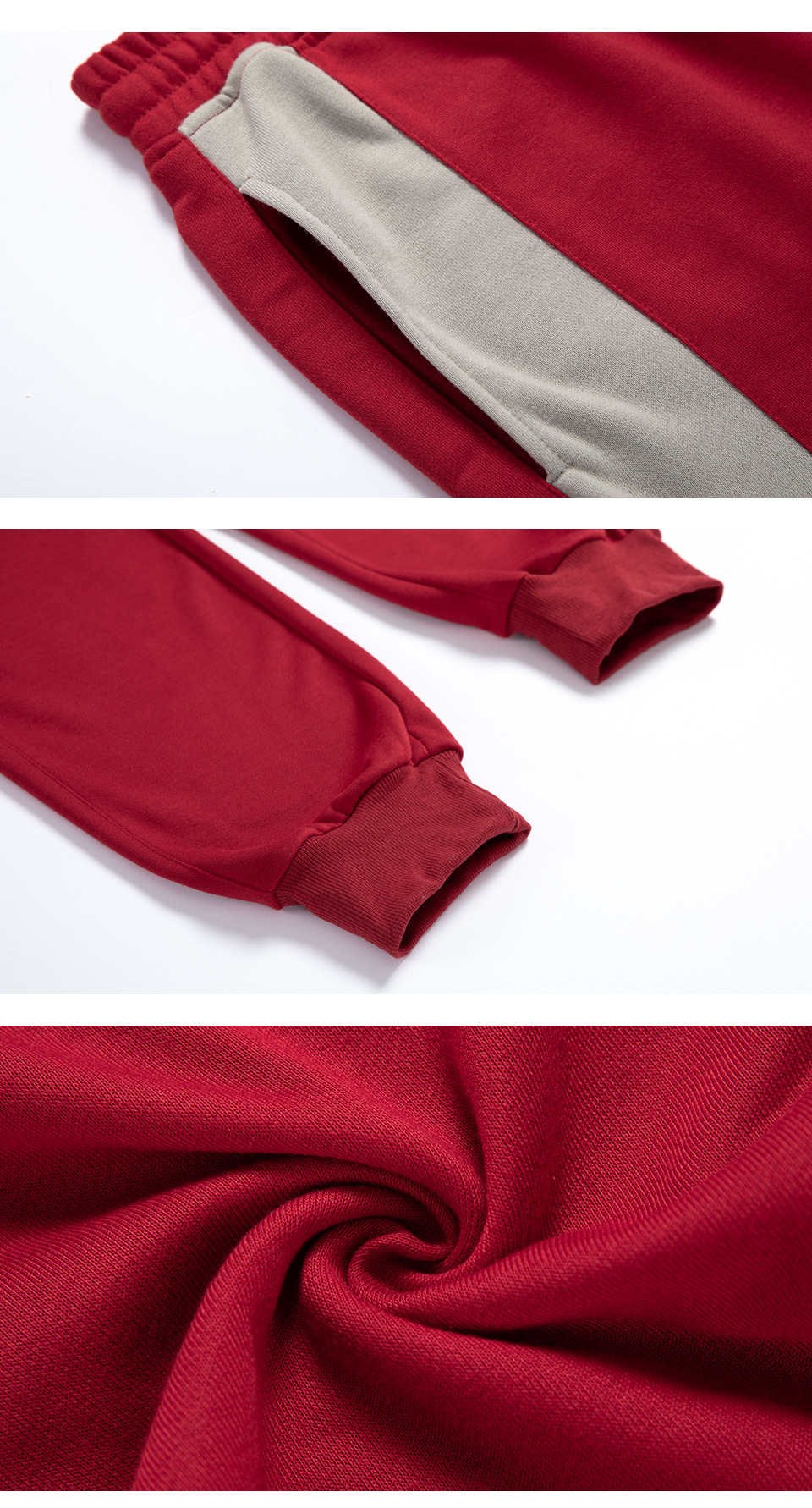 Men's Clothing Long Sleeved Hooded Contrast Color Sports Two Piece Suit_voghion.com