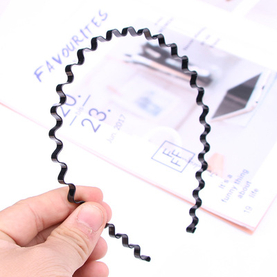 新款日韩黑色金属发箍男女波浪发箍运动潮流发带简约头带发饰头饰|ru