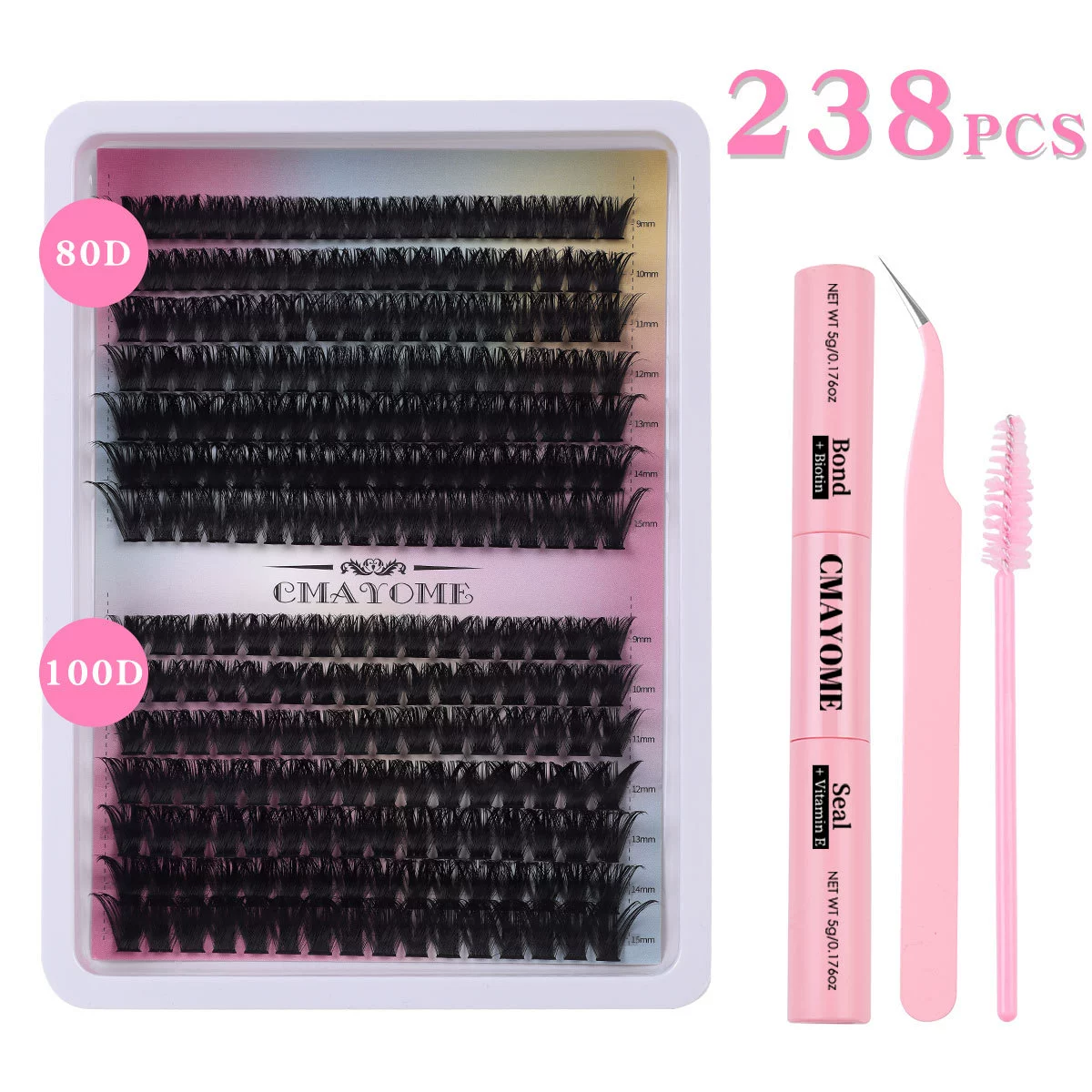 Cluster False Eyelashes 10D, 280 pcs, D-curl, Naturally Dense Clusters for DIY Extensions