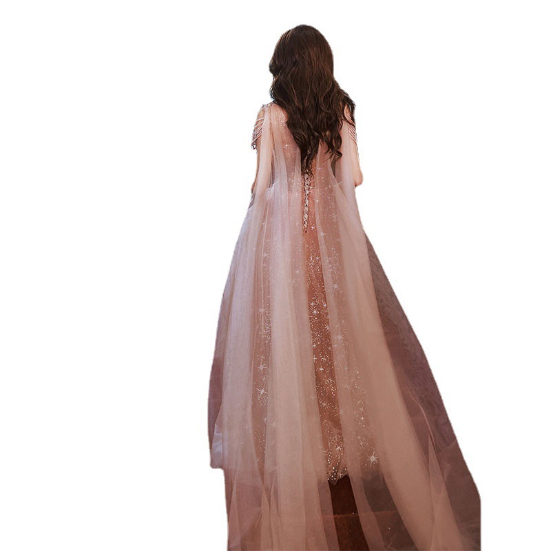 El vestido de noche del banquete de la industria pesada se puede llevar en épocas ordinarias 2024 nuevo verano y otoño nuevo cielo estrellado elegante vestido Socialite del anfitrión image 6
